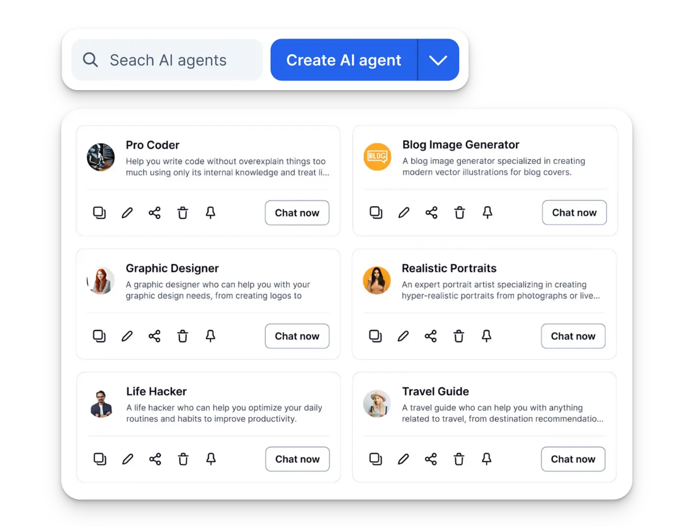 Over 50 pre-built specialized AI Agents